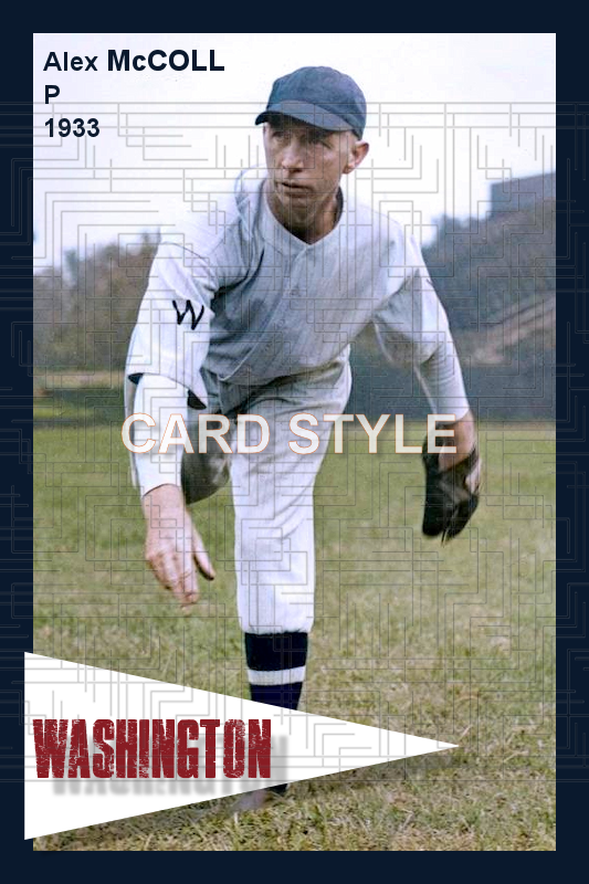 Alex McColl - 1933 Washington Senators - choose a size & style