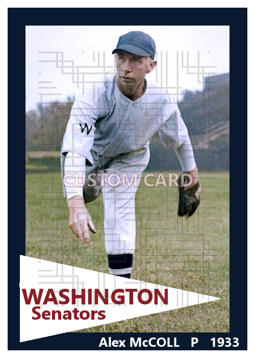 Alex McColl - 1933 Washington Senators - choose a size & style