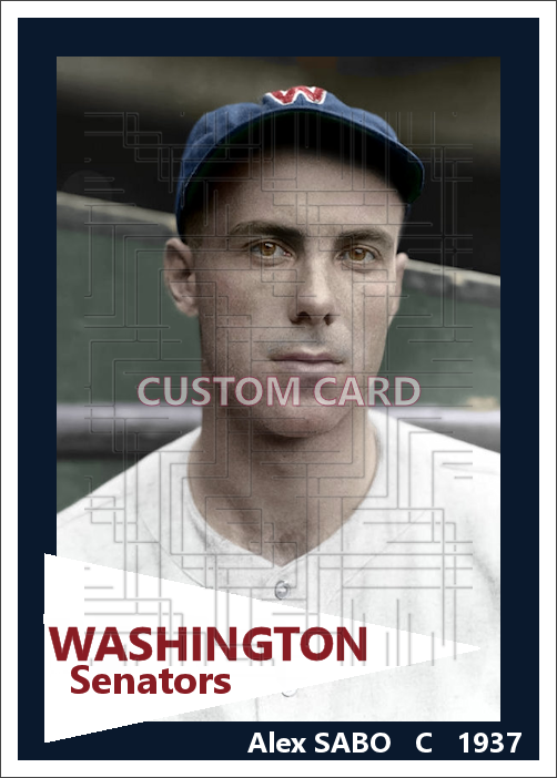 Alex Sabo - 1937 Washington Senators - choose a size & style
