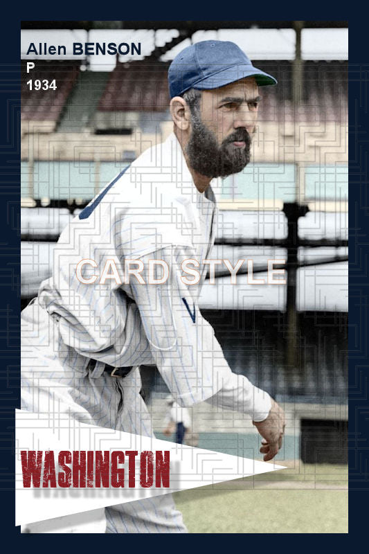 Allen Benson - 1934 Washington Senators - choose a size & style