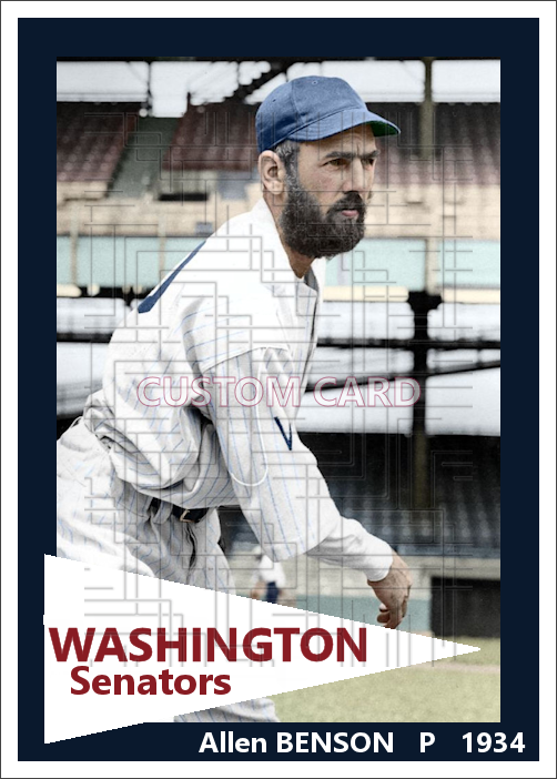 Allen Benson - 1934 Washington Senators - choose a size & style