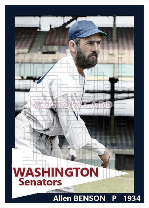 Allen Benson - 1934 Washington Senators - choose a size & style
