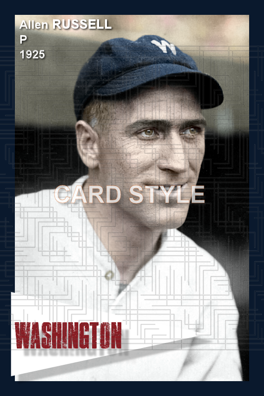 Allen Russell - 1925 Washington Senators - choose a size & style