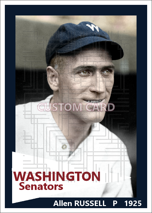 Allen Russell - 1925 Washington Senators - choose a size & style