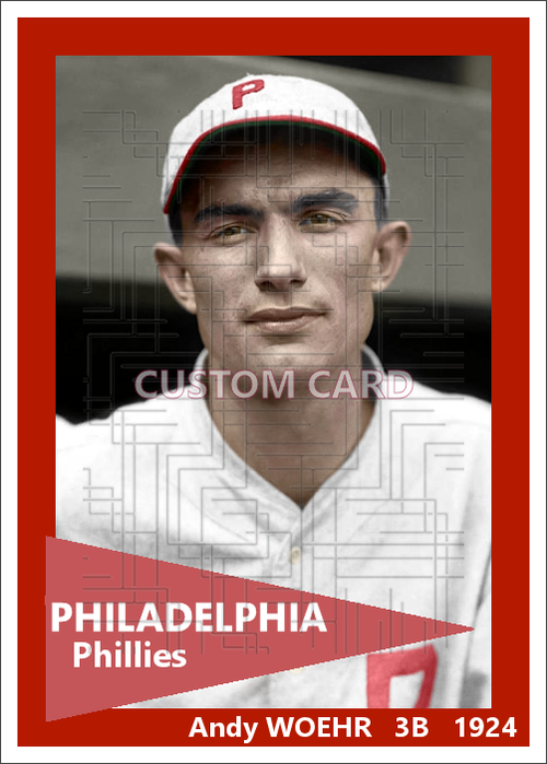 Andy Woehr - 1924 Philadelphia Phillies - choose a size & style