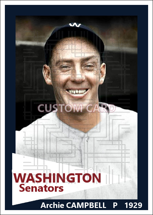 Archie Campbell - 1929 Washington Senators - choose a size & style