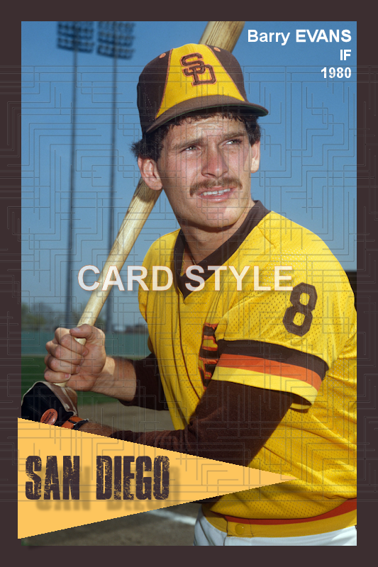 Barry Evans - 1980 San Diego Padres - choose a size & style