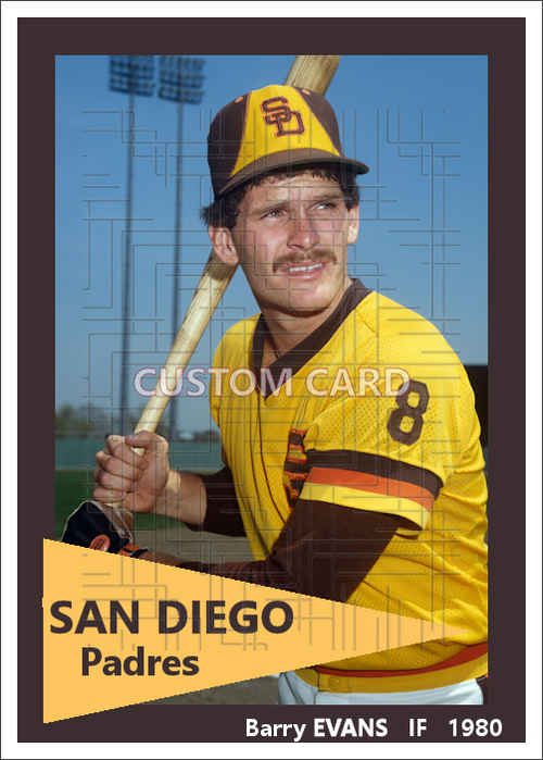 Barry Evans - 1980 San Diego Padres - choose a size & style