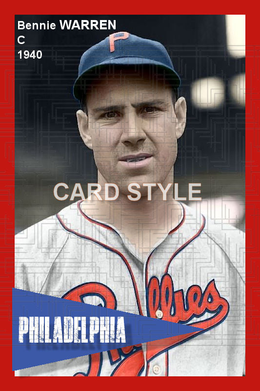 Bennie Warren - 1940 Philadelphia Phillies - choose a size & style