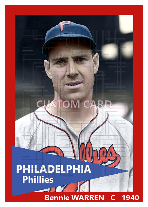 Bennie Warren - 1940 Philadelphia Phillies - choose a size & style