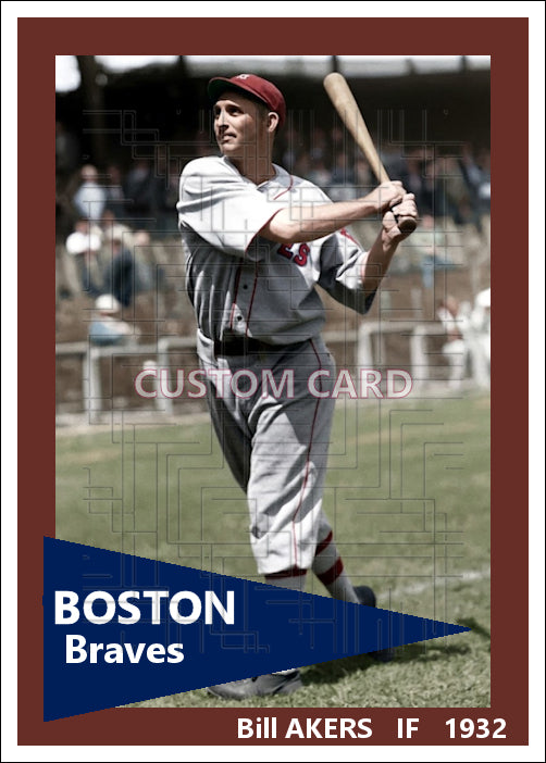 Bill Akers - 1932 Boston Braves - choose a size & style