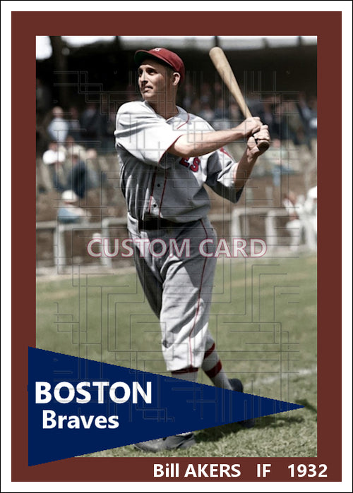 Bill Akers - 1932 Boston Braves - choose a size & style