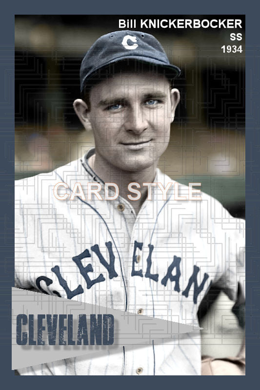 Bill Knickerbocker - 1934 Cleveland Indians - choose a size & style
