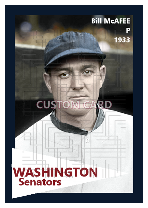 Bill McAfee - 1933 Washington Senators - choose a size & style