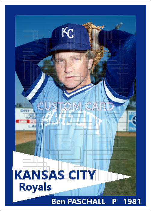 Bill Paschall - 1980 Kansas City Royals - choose a size & style