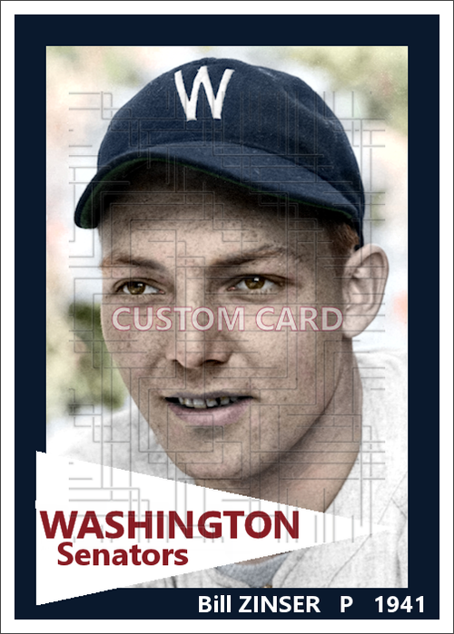 Bill Zinser - 1941 Washington Senators - choose a size & style