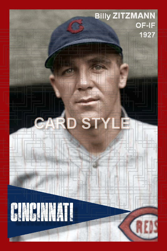 Billy Zitzmann - 1927 Cincinnati Reds - choose a size & style