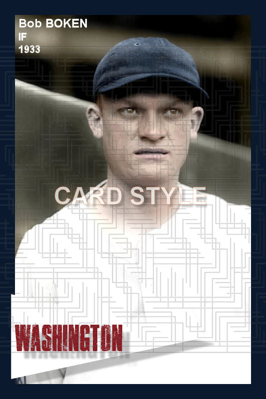 Bob Boken - 1933 Washington Senators - choose a size & style