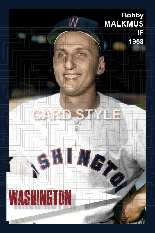 Bobby Malkmus - 1958 Washington Senators - choose a size & style