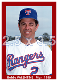 Bobby Valentine - 1989 Texas Rangers - choose a size & style