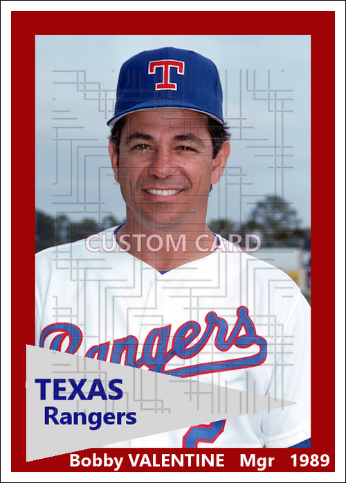 Bobby Valentine - 1989 Texas Rangers - choose a size & style