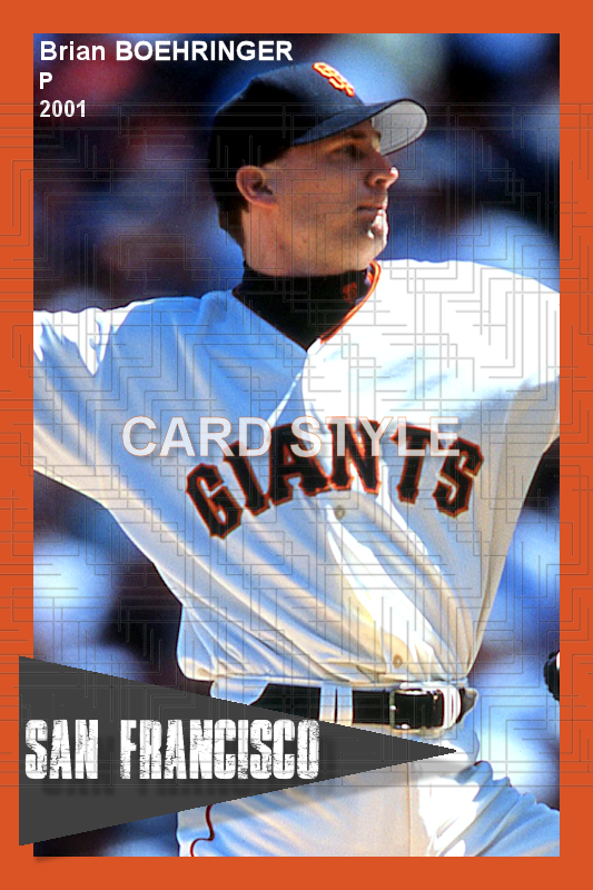 Brian Boehringer - 2001 San Francisco Giants - choose a size & style