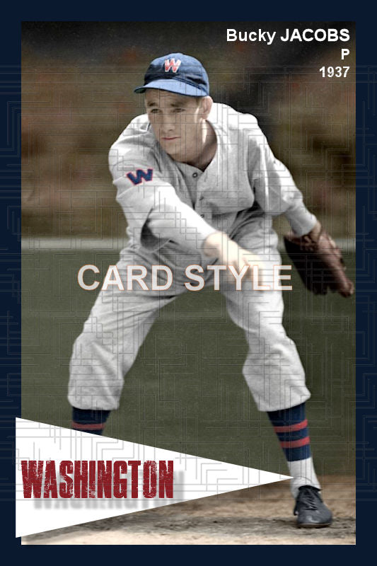 Bucky Jacobs - 1937 Washington Senators - choose a size & style