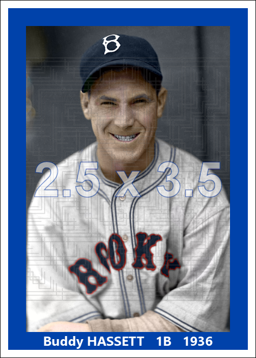 Buddy Hassett - 1936 Brooklyn Dodgers - choose a size & style