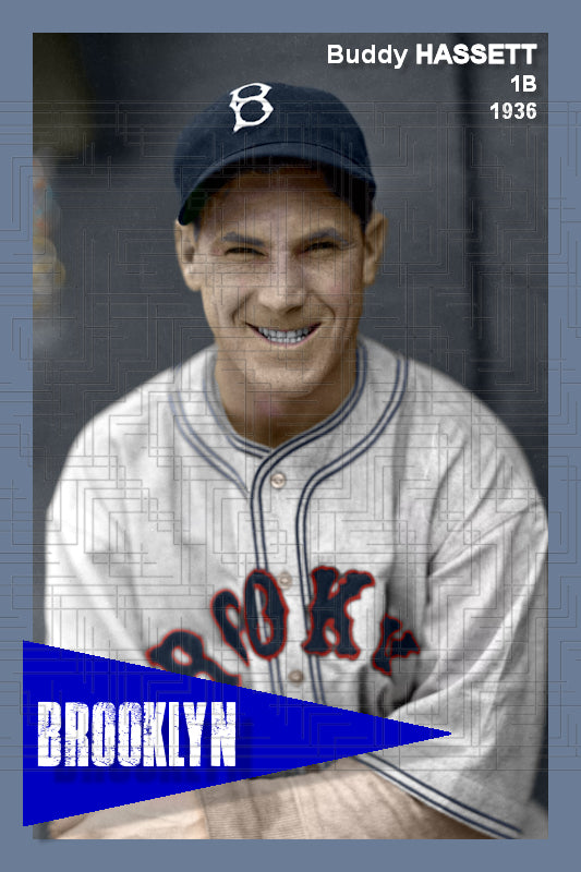 Buddy Hassett - 1936 Brooklyn Dodgers - choose a size & style