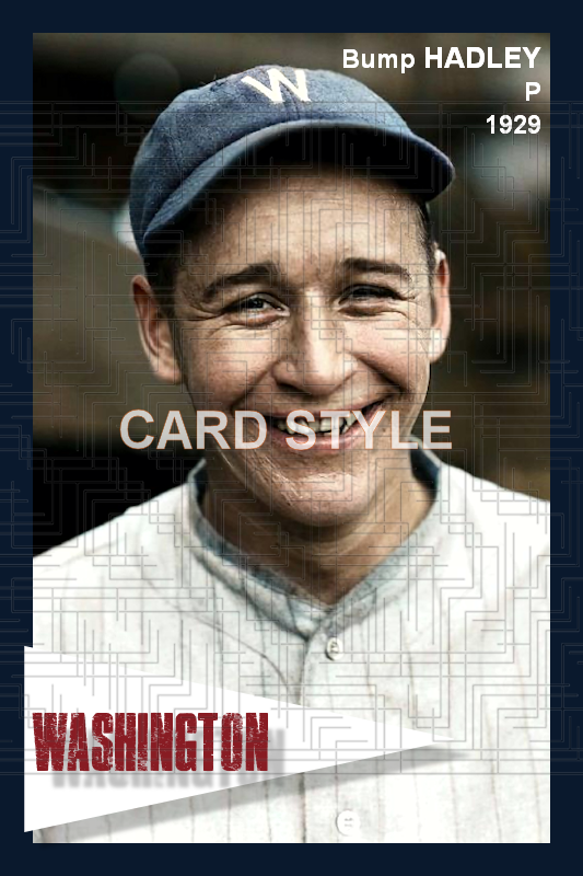 Bump Hadley - 1929 Washington Senators - choose a size & style