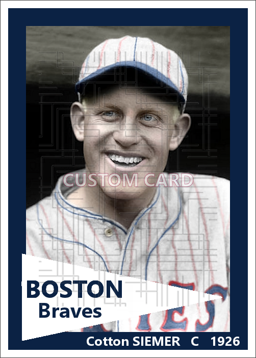 Cotton Siemer - 1926 Boston Braves - choose a size & style