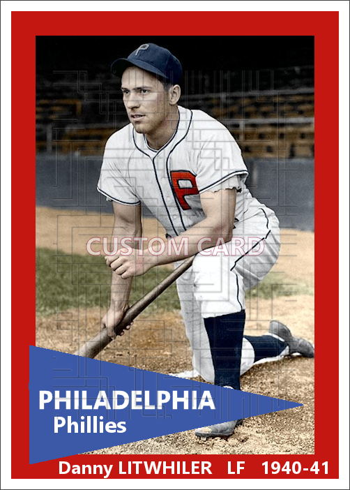 Danny Litwhiler - 1940-41 Philadelphia Phillies (home uniform) - choose a size & style