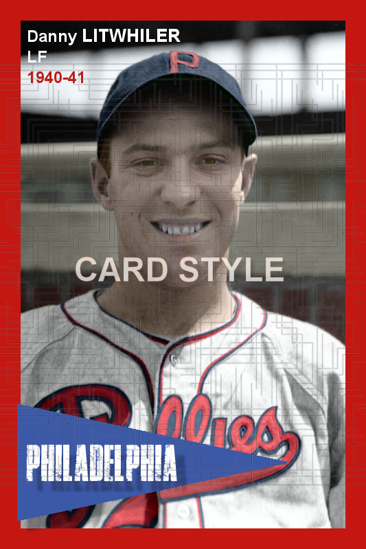 Danny Litwhiler - 1940-41 Philadelphia Phillies (road uniform) - choose a size & style