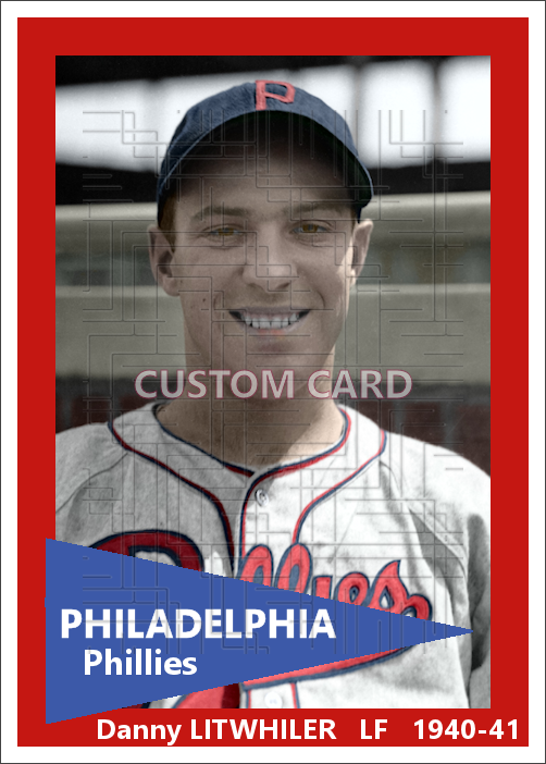 Danny Litwhiler - 1940-41 Philadelphia Phillies (road uniform) - choose a size & style