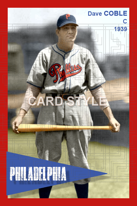 Dave Coble - 1939 Philadelphia Phillies - pose B - choose a size & style