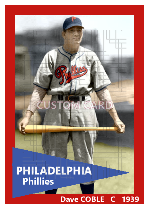 Dave Coble - 1939 Philadelphia Phillies - pose B - choose a size & style