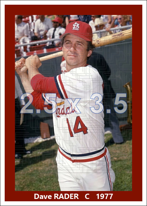 Dave Rader - 1977 St. Louis Cardinals - choose a size & style