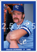 Dennis Leonard - 1986 Kansas City Royals - choose a size & style