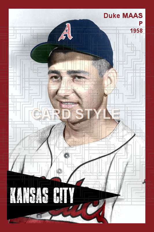 Duke Maas - 1958 Kansas City Athletics - choose a size & style