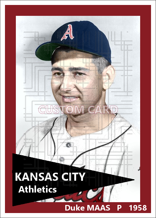 Duke Maas - 1958 Kansas City Athletics - choose a size & style