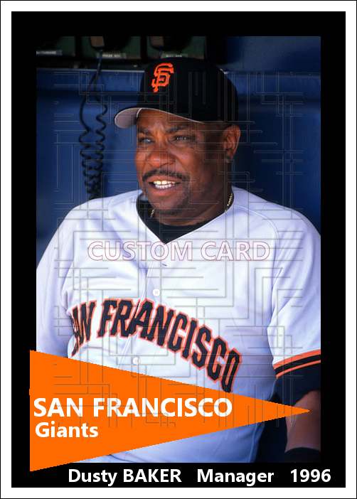 Dusty Baker - 1996 San Francisco Giants - choose a size & style