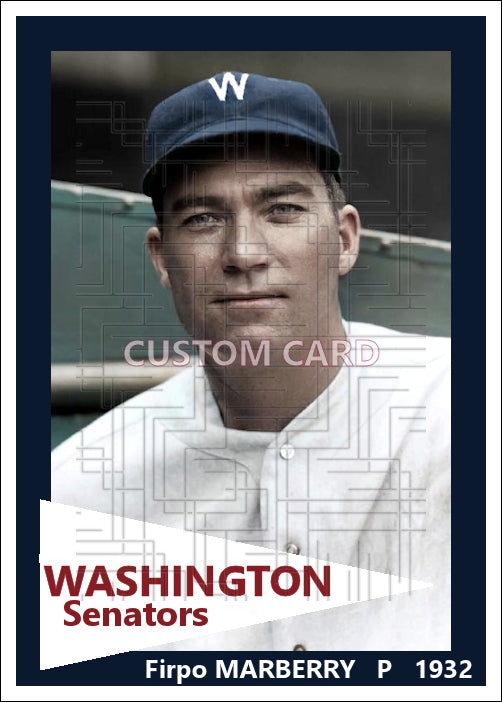 Firpo Marberry - 1932 Washington Senators - choose a size & style