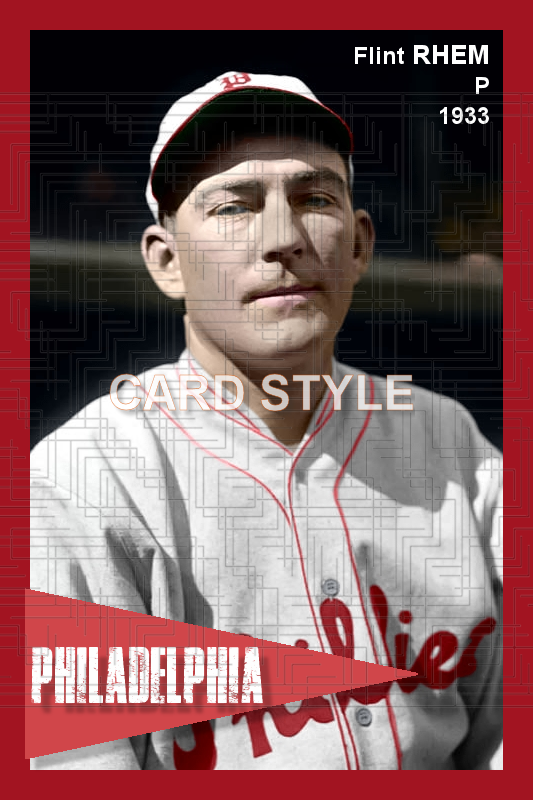 Flint Rhem - 1933 Philadelphia Phillies - choose a size & style