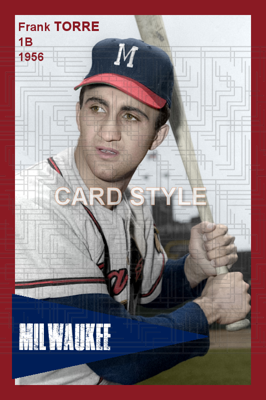 Frank Torre - 1956 Milwaukee Braves - choose a size & style