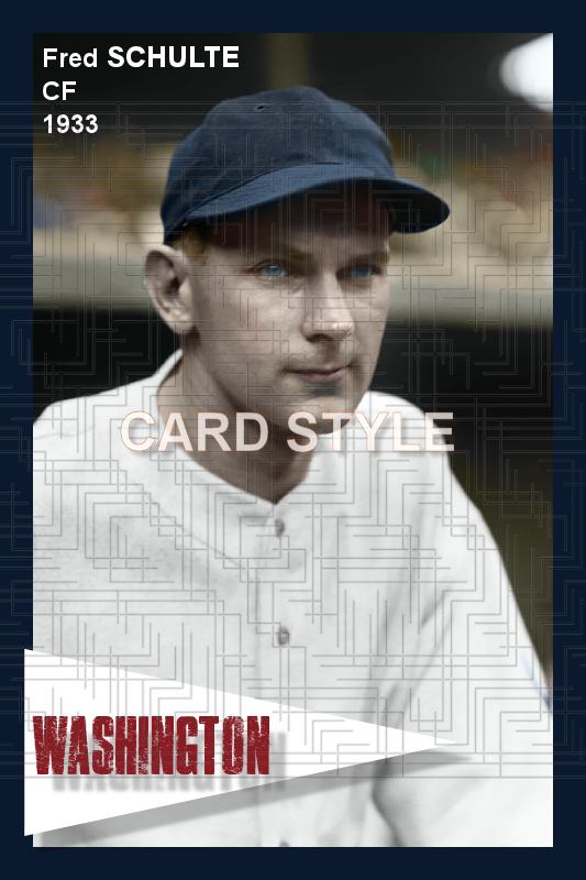 Fred Schulte - 1933 Washington Senators - choose a size & style