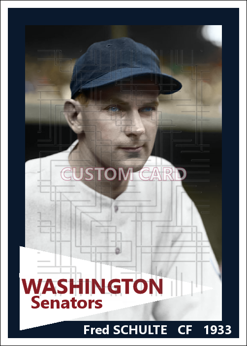 Fred Schulte - 1933 Washington Senators - choose a size & style