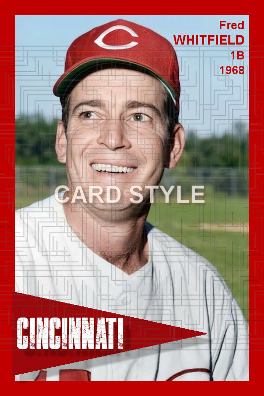 Fred Whitfield - 1968 Cincinnati Reds - choose a size & style