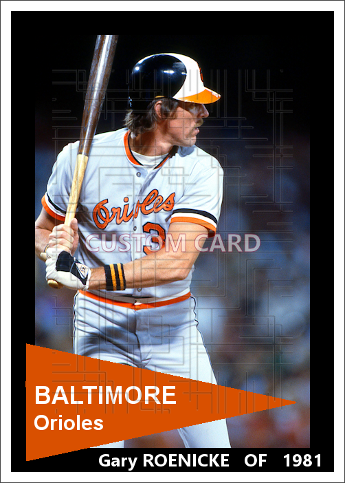 Gary Roenicke - 1981 Baltimore Orioles - choose a size & style