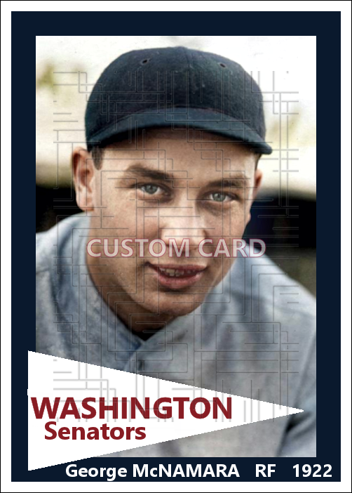 George McNamara - 1922 Washington Senators - choose a size & style