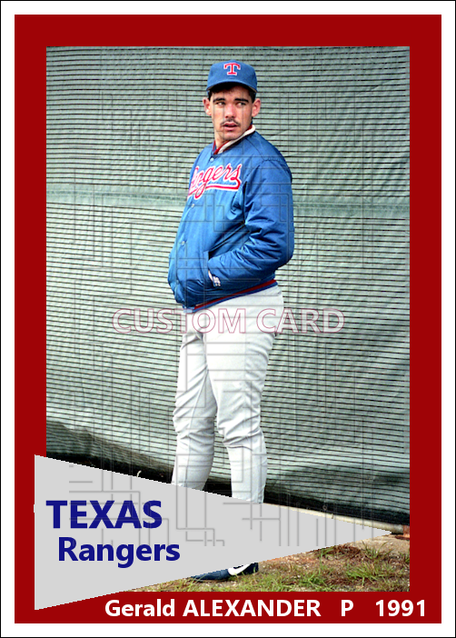 Gerald Alexander - 1991 Texas Rangers - choose a size & style